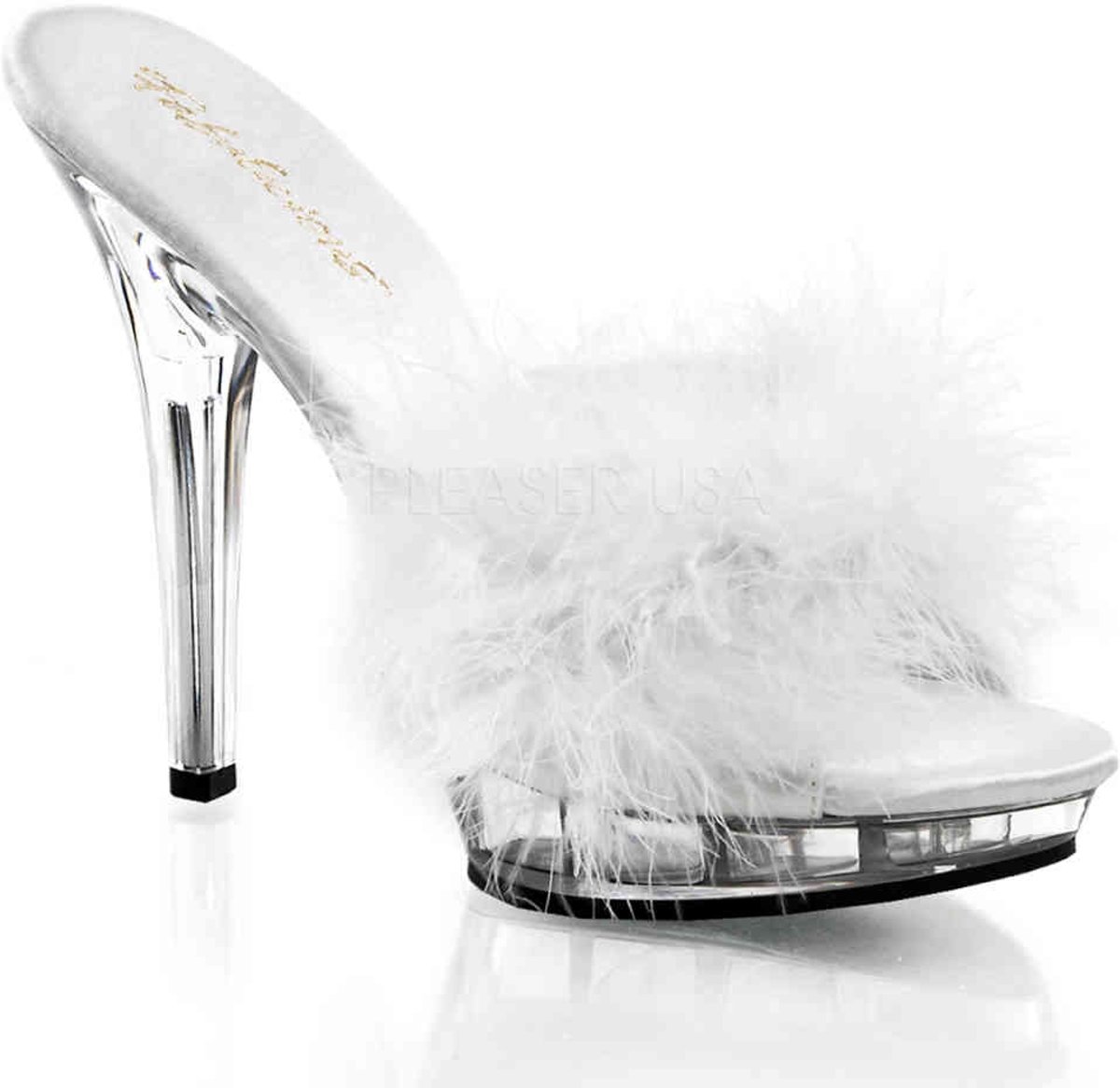 EU 36 = US 6 | LIP-101-8 | 5 Heel, 3/4 PF Marabou Slipper